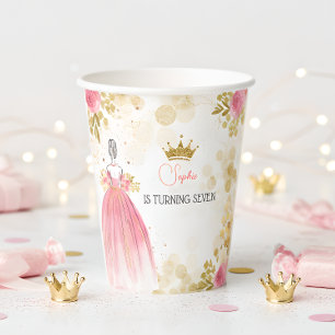 Koninklijke verjaardag van de roze prinses papieren bekers