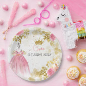 Koninklijke verjaardag van de roze prinses papieren bordje (Feest)
