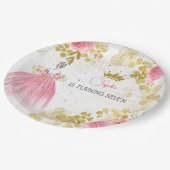 Koninklijke verjaardag van de roze prinses papieren bordje (Gekanteld)