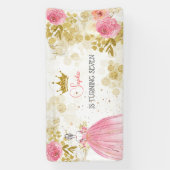 Koninklijke verjaardag van de roze prinses spandoek (Verticaal)