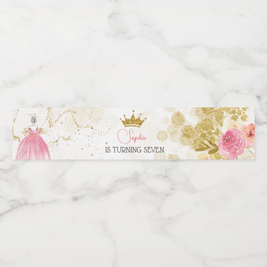 Koninklijke verjaardag van de roze prinses waterfles etiket (Enkel label)