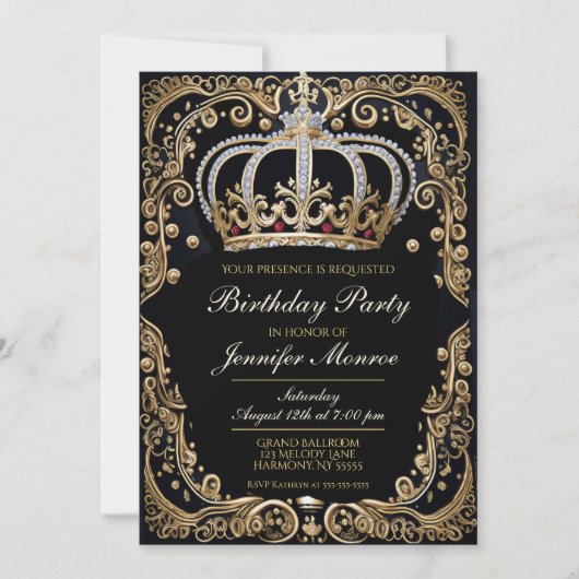 Koninklijke Verjaardagsfeest Kroon Sierlijke Uitno Kaart (Voorkant)