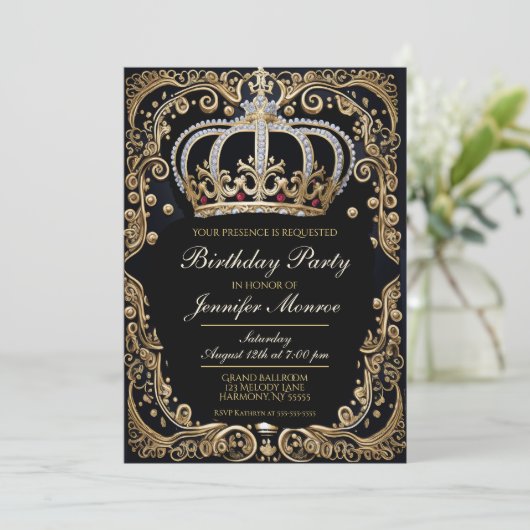 Koninklijke Verjaardagsfeest Kroon Sierlijke Uitno Kaart (Staand voorkant)