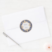 Koninklijke Victoriaanse Saffier Blauwe Gouden Bar Ronde Sticker (Envelop)