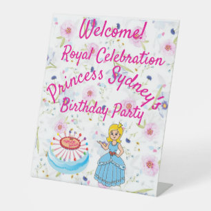 Koninklijke viering prinses verjaardag reclamebord met voetstuk
