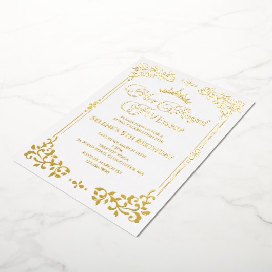 Koninklijke Vijfvoud Prinzen 5e Verjaardag Folie Uitnodiging (Gedraaid)