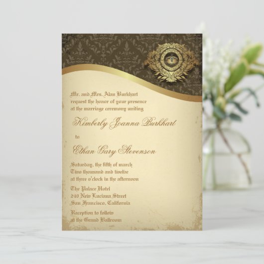 Koninklijke Vintage - huwelijksuitnodiging Kaart (Staand voorkant)