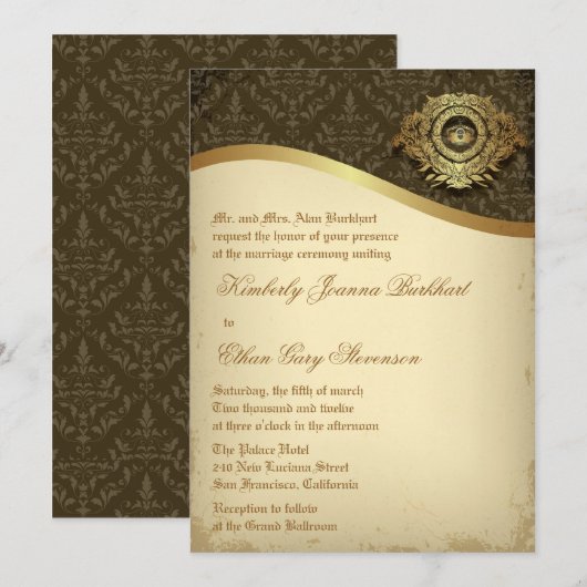 Koninklijke Vintage - huwelijksuitnodiging Kaart (Voorkant / Achterkant)