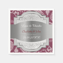 Koninklijke Vintage Kant Persoonlijk Burgundy Zilv