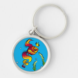 Koninklijke vis met gouden kroon sleutelhanger