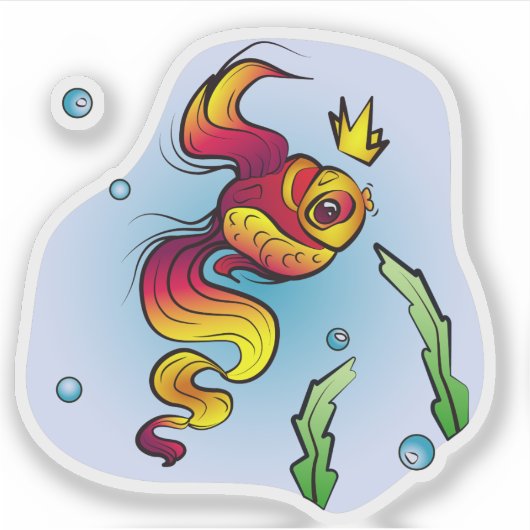 Koninklijke vis met gouden kroon sticker (Voorkant)