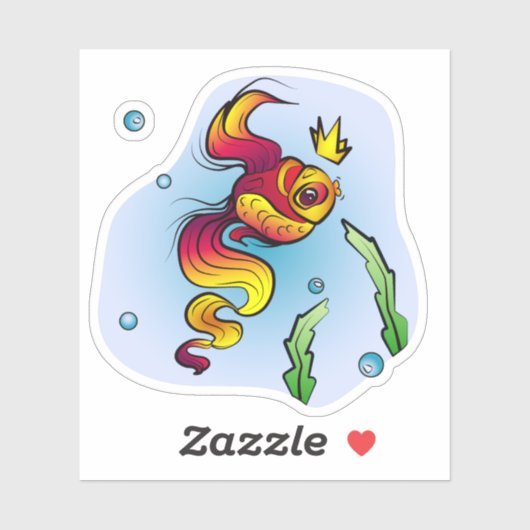 Koninklijke vis met gouden kroon sticker (Vel)