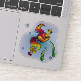 Koninklijke vis met gouden kroon sticker