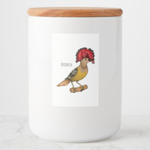 Koninklijke vliegenvanger vogel cartoon illustrati voedselcontainer etiket