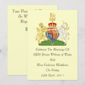 koninklijke weddenschapskolat van wapenuitnodiging kaart (Voorkant / Achterkant)