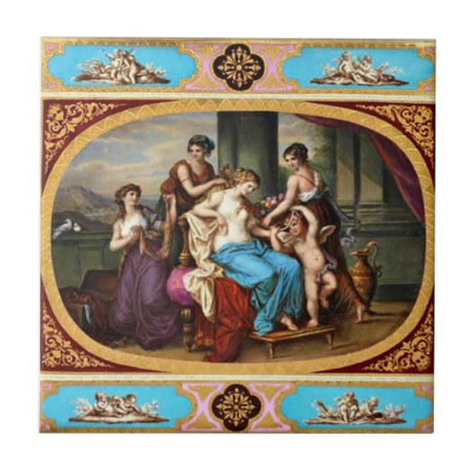 Koninklijke Weense  Design Tile Cupid en Maidens Tegeltje (Voorkant)
