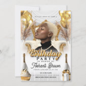 koninklijke witte en gouden verjaardagsfeest flyer kaart (Voorkant)