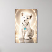 Koninklijke Witte Leeuw Blauwe Saffier Legacy Canv Canvas Afdruk (Voorkant)