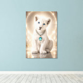 Koninklijke Witte Leeuw Blauwe Saffier Legacy Canv Canvas Afdruk (Insitu (Houten vloer))