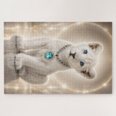Koninklijke Witte Leeuw Blauwe Saffier Legacy Puzz Legpuzzel (Horizontaal)