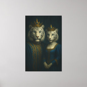 Koninklijke Witte Tijger Koning & Koningin – Saffi Canvas Afdruk
