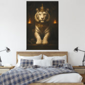 Koninklijke Witte Tijger • Luxe Kunst op Canvas Afdruk (Insitu (Slaapkamer))