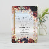 Koninklijke zilveren bloemen Roos, Gouden frame  Kaart (Staand voorkant)