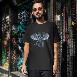 Koninklijke Zilveren Draak Op Zwart T-shirt