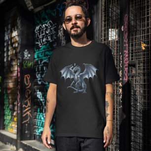 Koninklijke Zilveren Draak Op Zwart T-shirt