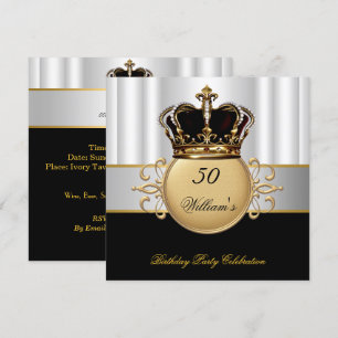Koninklijke Zwart Wit Goud Verjaardag Prins Koning Kaart
