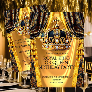 Koninklijke Zwarte Gouden Koning Koningin Kroon Ve Kaart