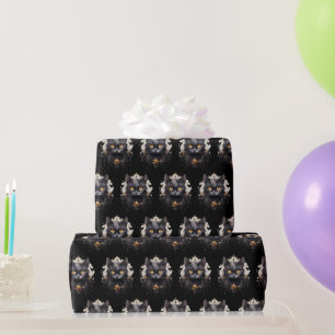 Koninklijke Zwarte Kat Rhinestones Patroon Hallowe Cadeaupapier