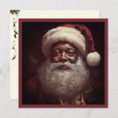 Koninklijke Zwarte Kerstman Witte Baard Kerstman H Feestdagenkaart (Voorkant / Achterkant)