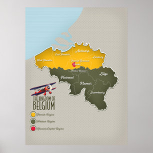Koninkrijk België mooie kaart Poster