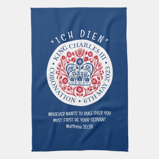 KONINKRIJK CHARLES III Coronation Blue Theedoek (Verticaal)