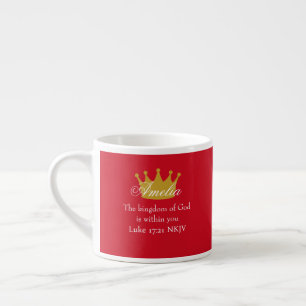 Koninkrijk Gods Bijbelvers Naam en Kroon Rood Espresso Kop