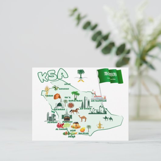 Koninkrijk Saudi-Arabië Kaart toeristische attract (Staand voorkant)