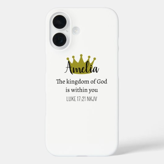 Koninkrijk van God Bijbelvers Naam en Kroon Wit Case-Mate iPhone Case (Achterkant)