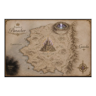 Koninkrijk van Panacher Fantasy Kaart Kunst Poster