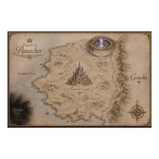 Koninkrijk van Panacher Fantasy Kaart Kunst Poster