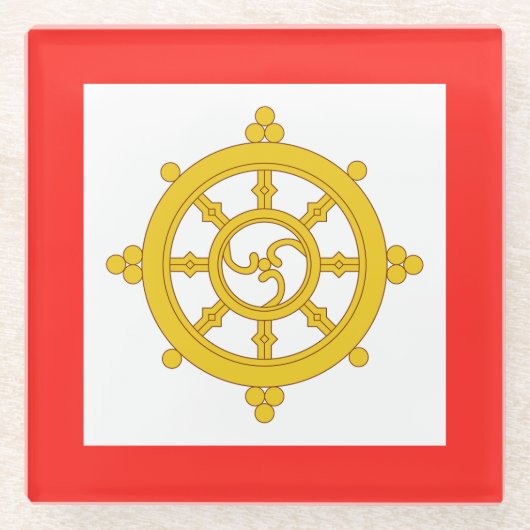 Koninkrijk van Sikkim Vlag Glazen Onderzetter (Voorkant)