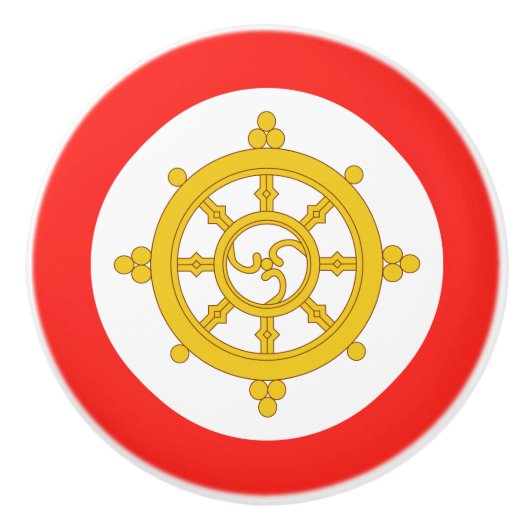 Koninkrijk van Sikkim Vlag Keramische Knop (Voorkant)