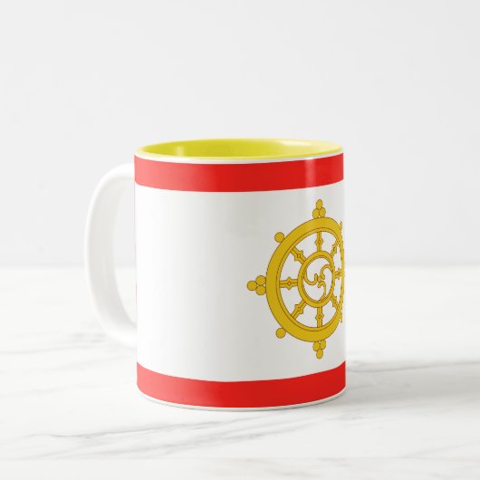 Koninkrijk van Sikkim Vlag Tweekleurige Koffiemok (Voorkant links)