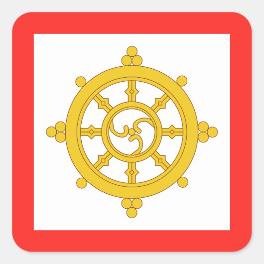 Koninkrijk van Sikkim Vlag Vierkante Sticker (Voorkant)