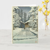 Konjikido in Snow, Hiraizumi door Kawase Hasui Kaart (Gele Bloem)