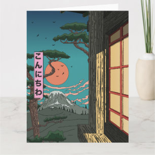 Konnichiwa Japanse Zonsondergang Kaart