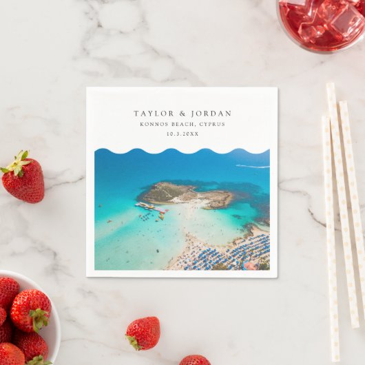 Konnos Beach Bruiloft Aangepaste Cocktail servet (Insitu)