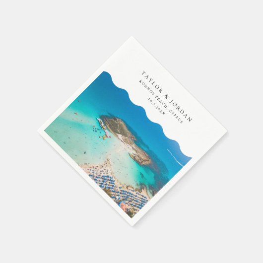 Konnos Beach Bruiloft Aangepaste Cocktail servet (Hoek)