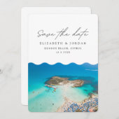 Konnos Beach Cyprus Bruiloft Save the Date Kaart (Voorkant / Achterkant)
