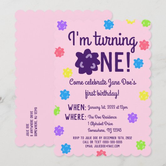 Konpeito First Birthday Kaart (Voorkant / Achterkant)